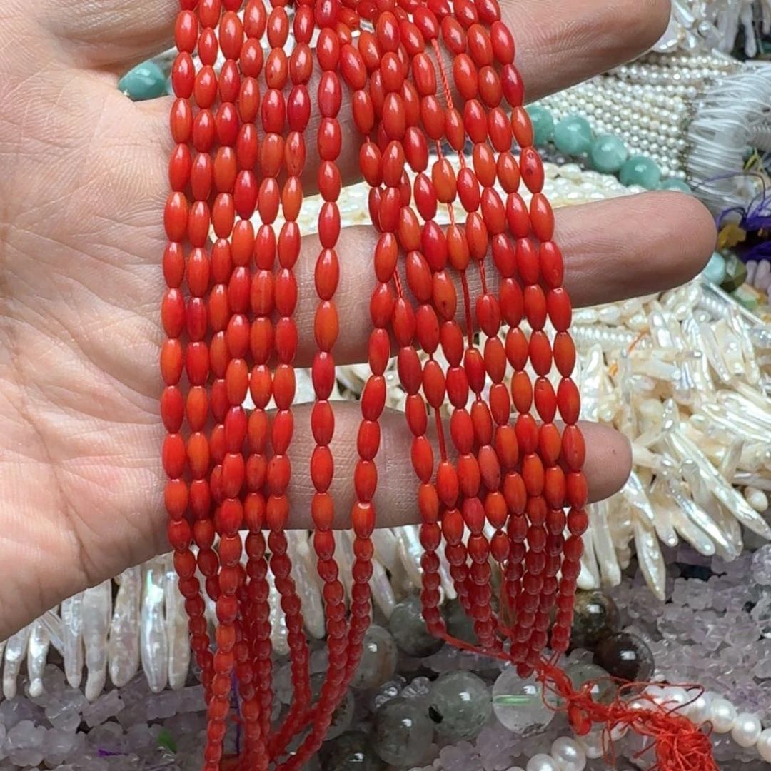 合金玛瑙/玉髓珠宝半成品一条3x6mm三姑娘米珠