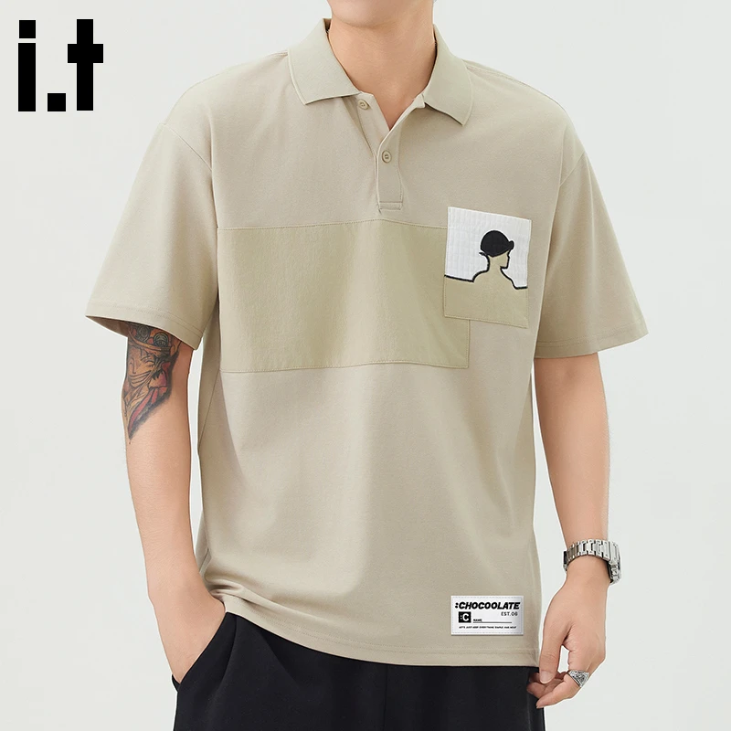 i.t:CHOCOOLATE美式宽松男生t恤2025新款秋冬设计感刺绣印花上衣