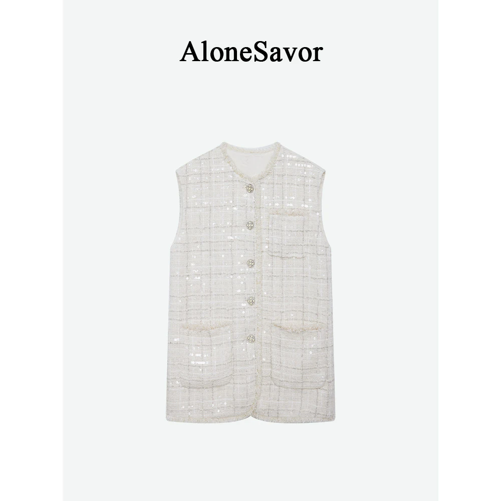 【ALONE SAVOR】龍喜儿 继承者 高端粗花单排扣马甲半裙套装X661