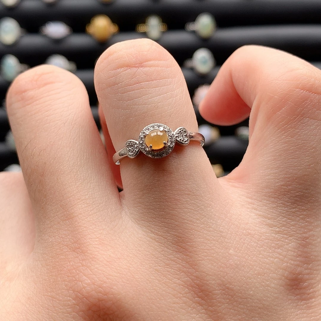 翡翠戒指银S925镶嵌0185