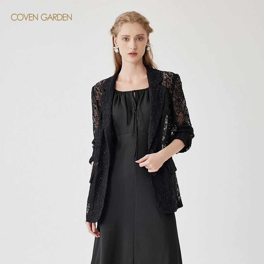 哥文花园端庄股线蕾丝西装外套CSC2041098