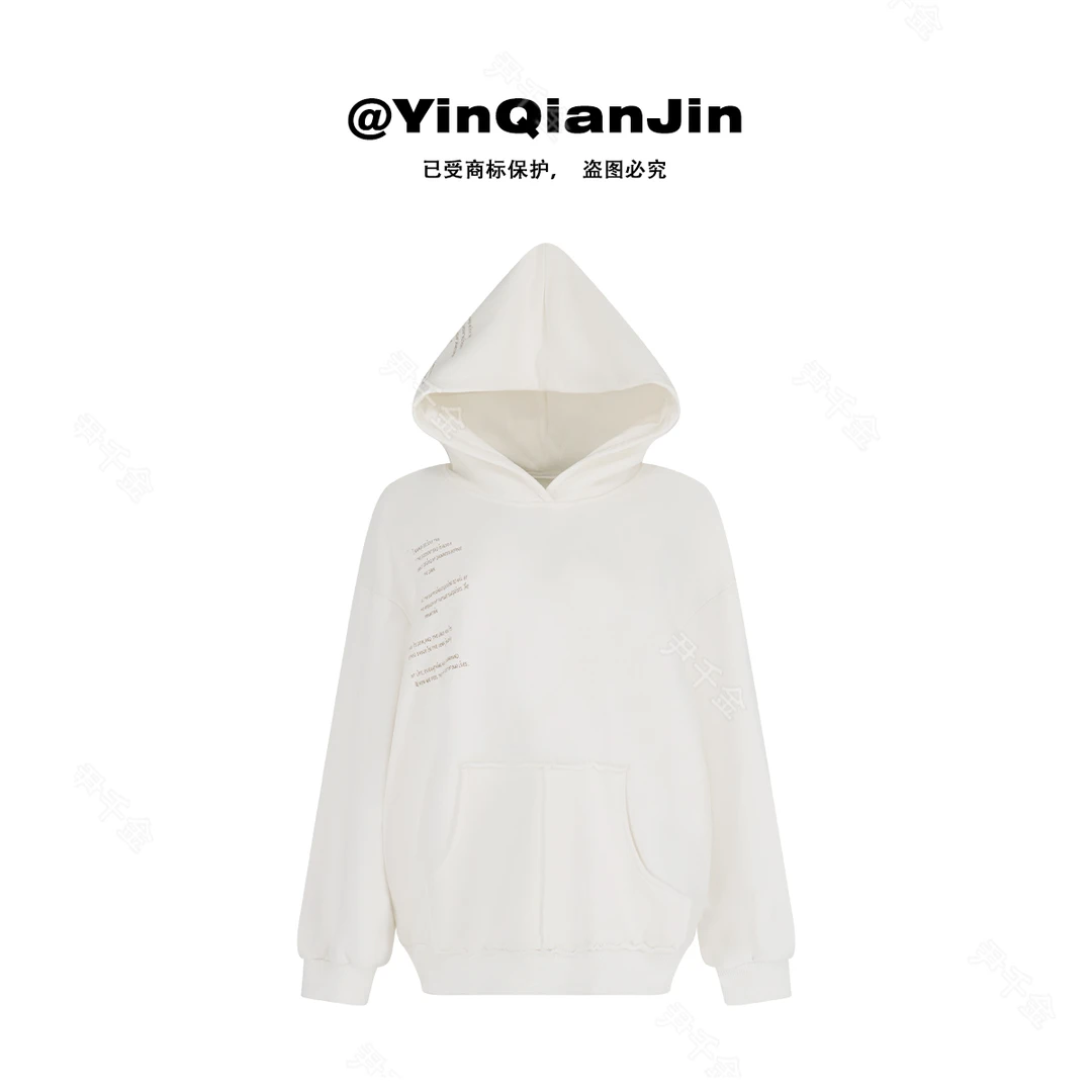 尹千金【格恩高校】450g抗起球重磅美潮宽松款连帽字母卫衣W240519