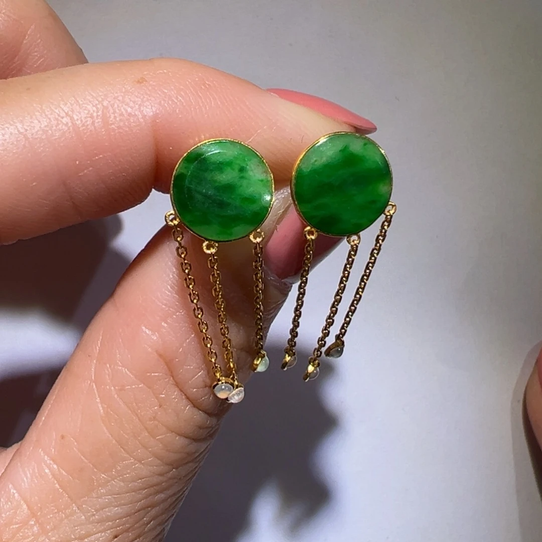 翡翠颈饰18K金镶嵌耳环