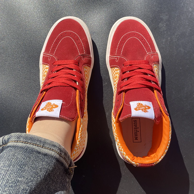 情侣中帮防滑轻便板鞋男鞋大码国潮透气秋季春季男士运动休闲鞋女