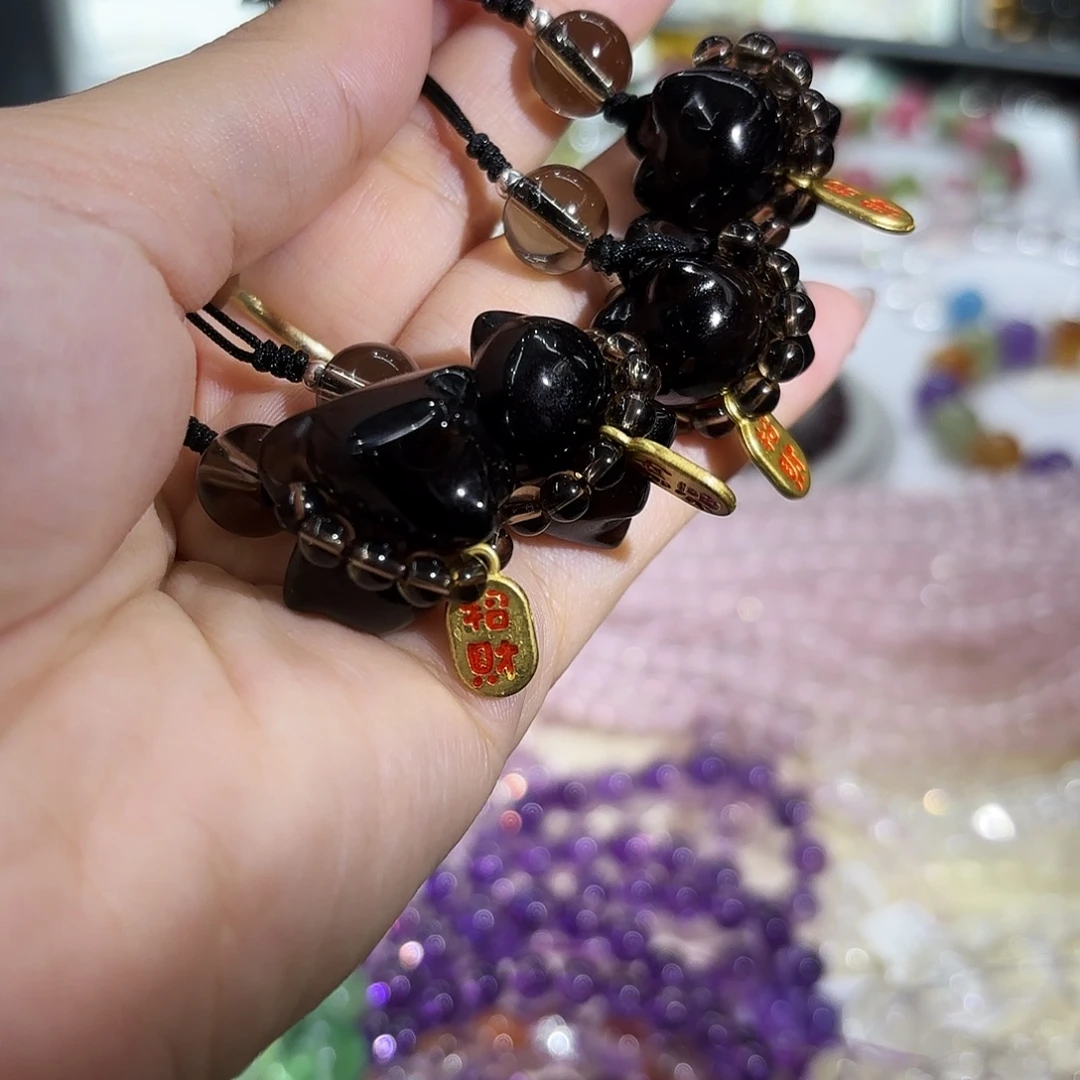 未镶嵌手链水晶冰耀招财猫手机链