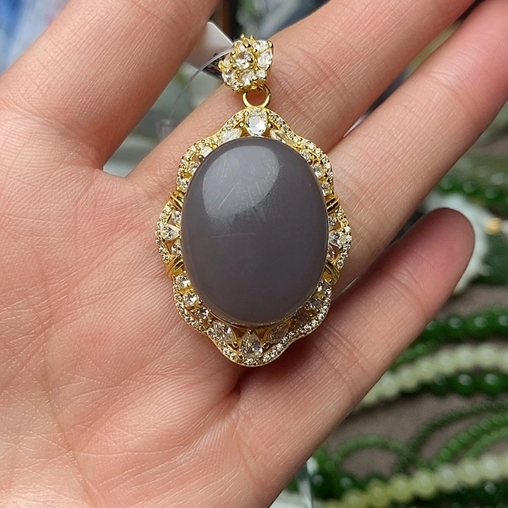 和田玉银S925镶嵌颈饰