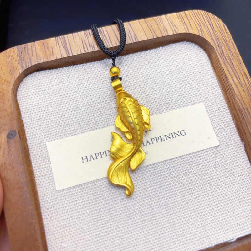 合金吊坠 大鱼海棠福泽锦鲤鱼吊坠项链男女金鱼毛衣链黑绳