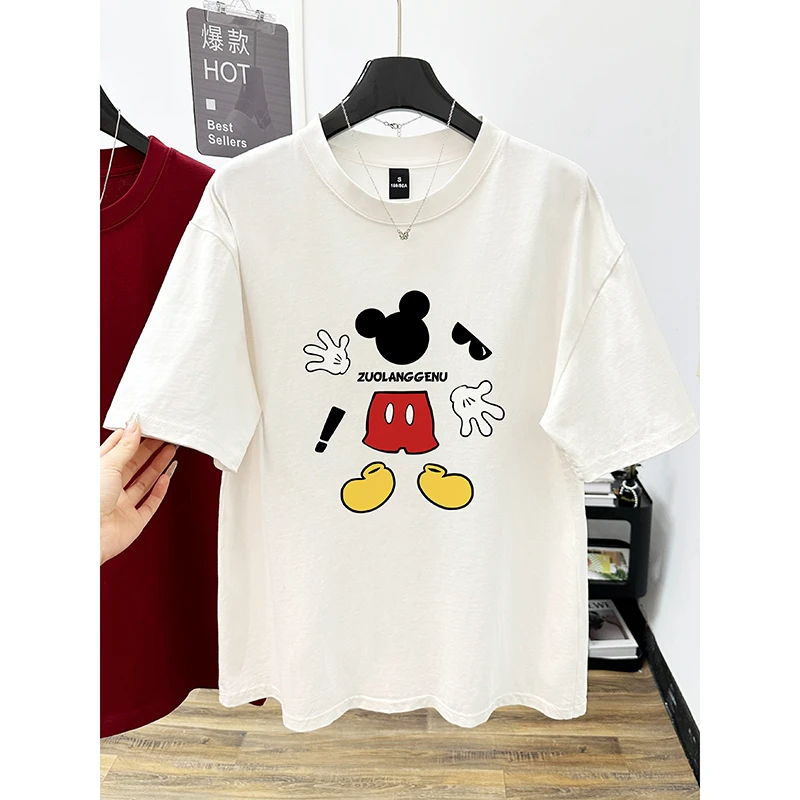 纯棉大码短袖T恤女装春夏季2025新款爆款时尚卡通印花宽松上衣潮