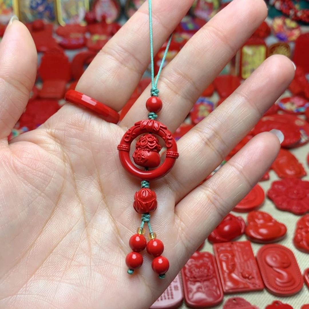 天然辰砂工艺品朱砂手机坠