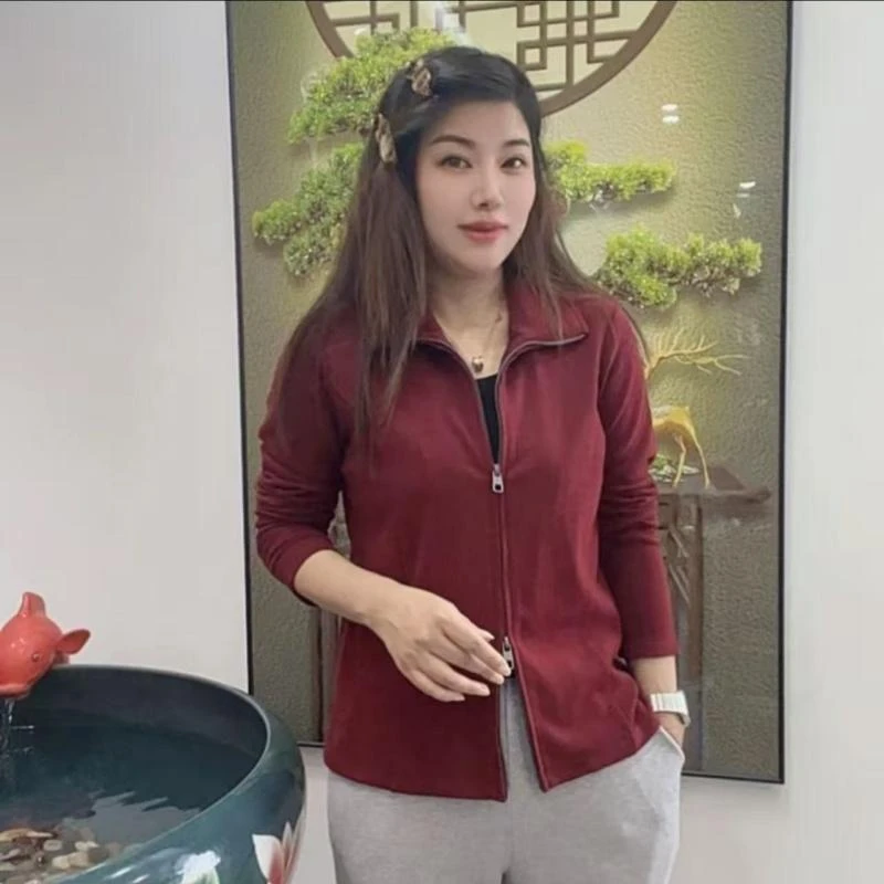 【暖肤绒-拉链开衫】秋上新时尚翻领流光风显瘦开衫256609