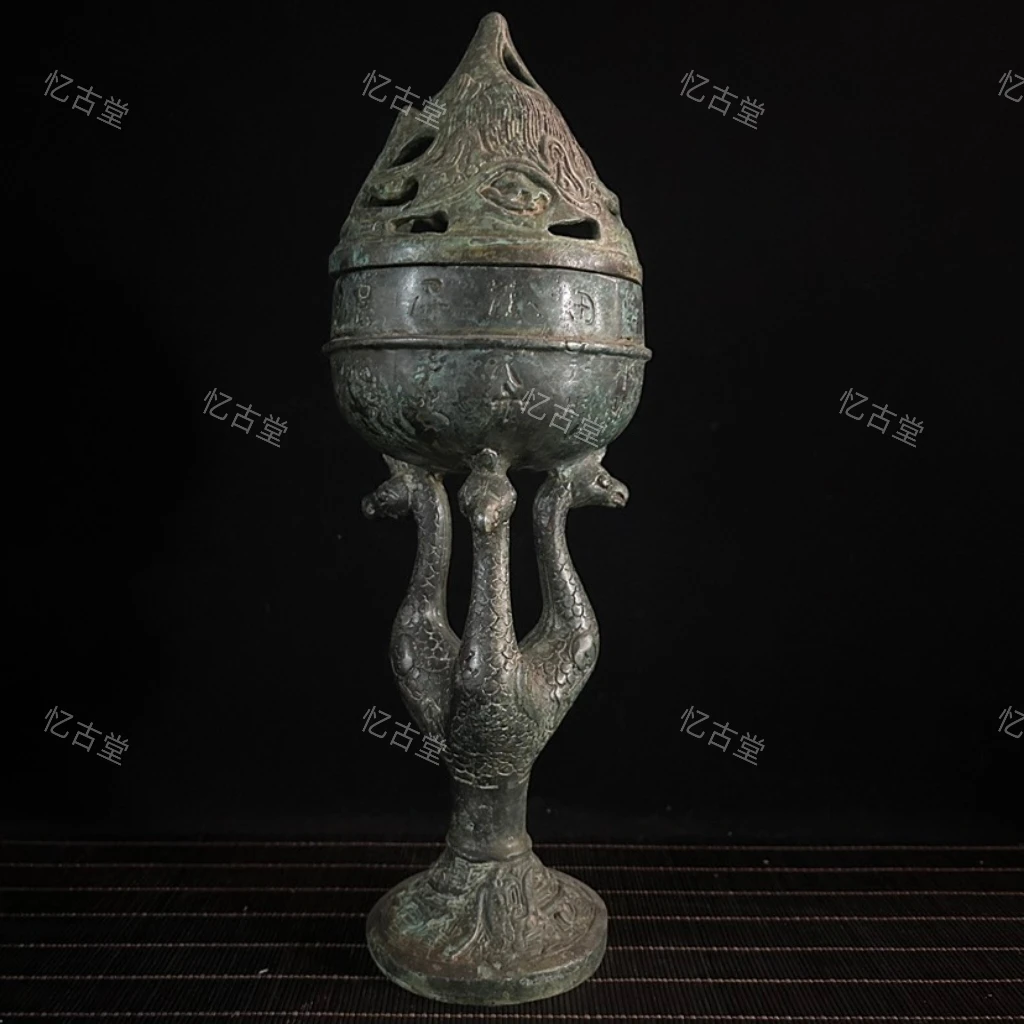 忆古堂专属三凤熏炉摆件仿古青铜器