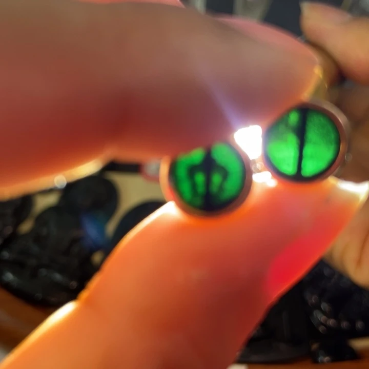 翡翠耳饰未镶嵌墨翠