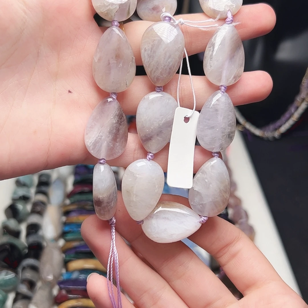 玛瑙/玉髓未镶嵌珠宝半成品c529 17m 淡紫水滴玛瑙一条
