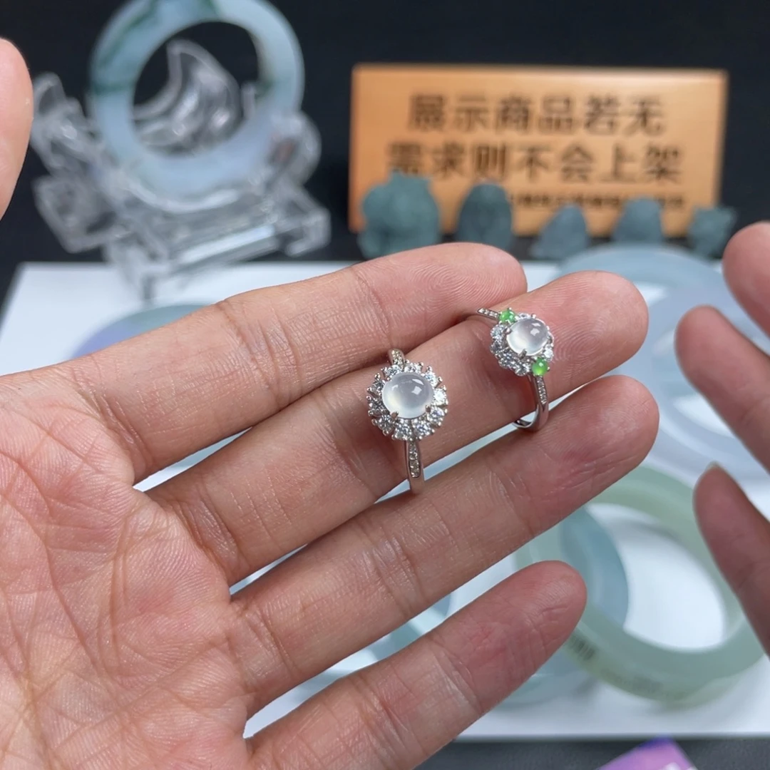 翡翠银S925镶嵌颈饰戒指