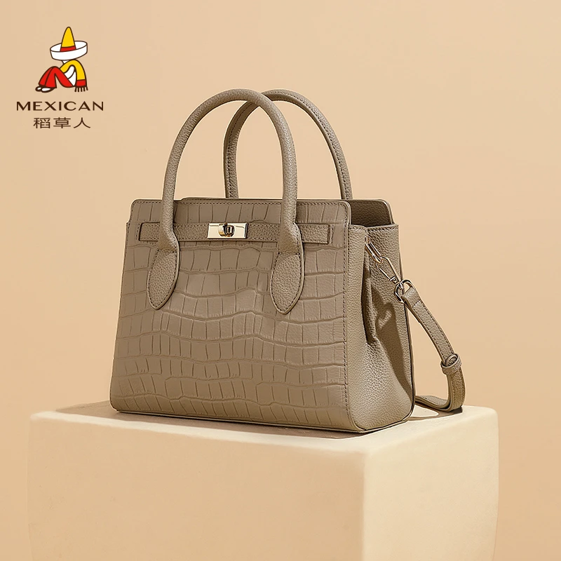 稻草人包包爆款新款斜挎包鳄鱼纹时尚妈妈包礼物大气手提包女包
