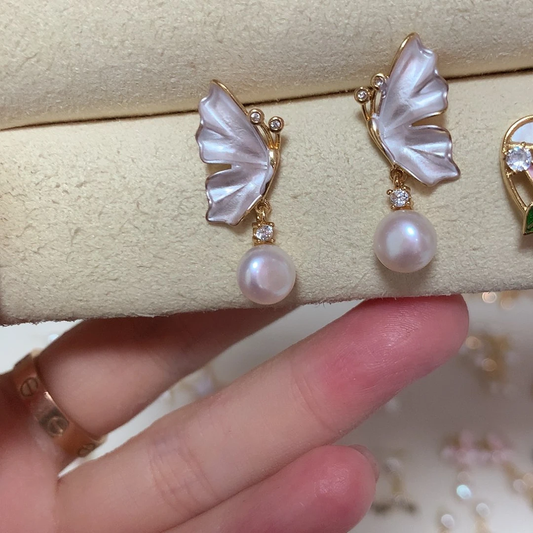 淡水珍珠耳饰合金