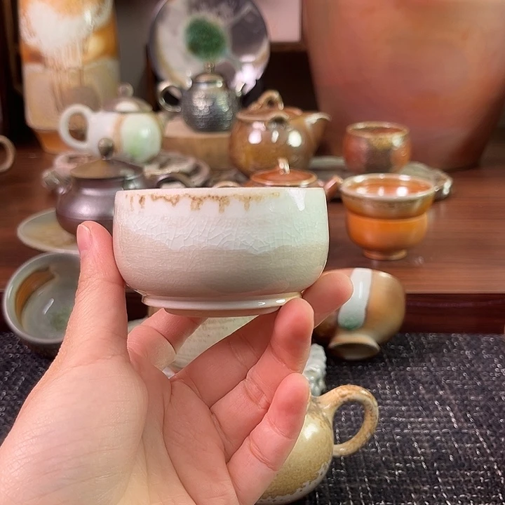 柴烧高白泥普洱杯