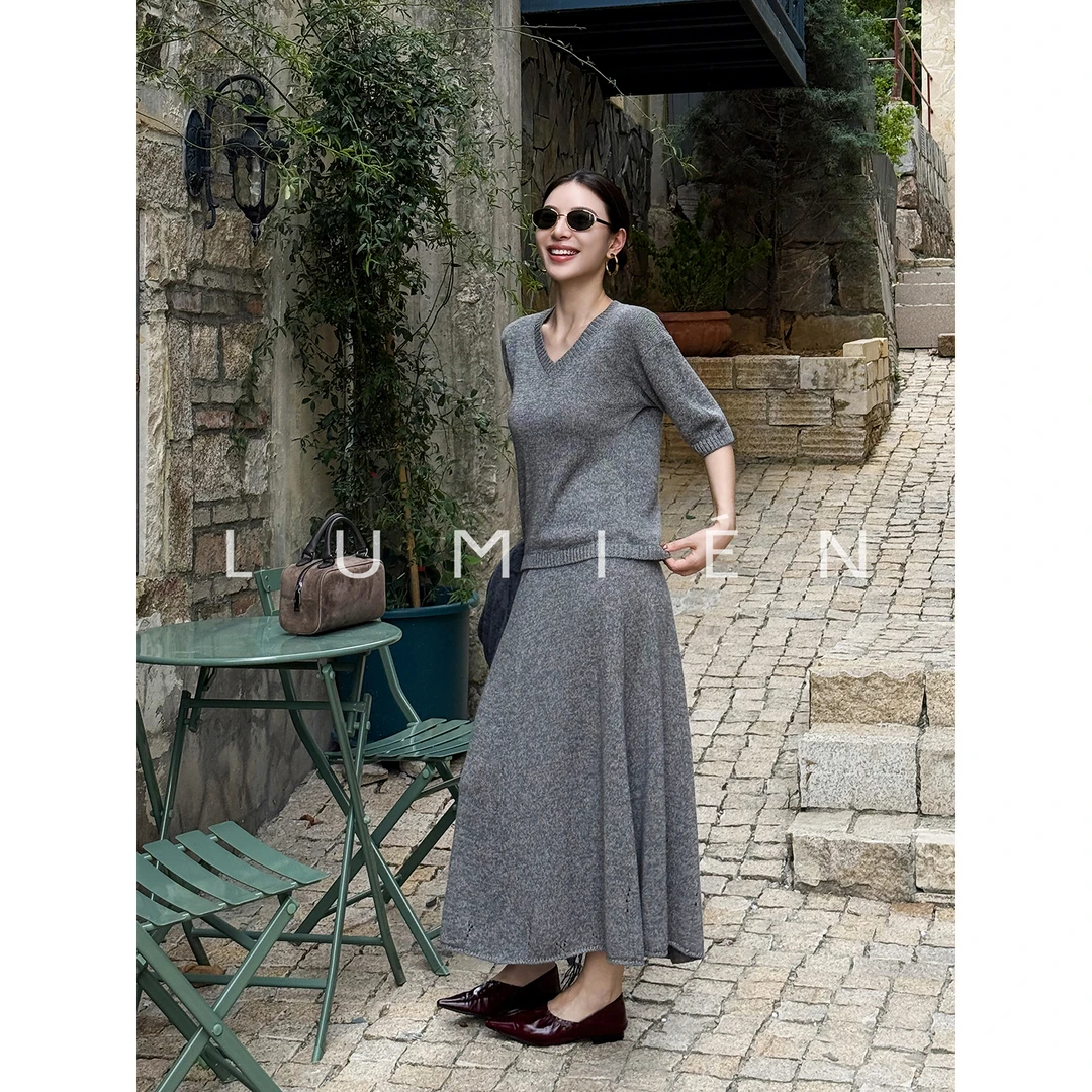 【LUMIEN 新品】“云舒”和纸纱混纺柔软亲肤上衣半裙套装LX5GZR061