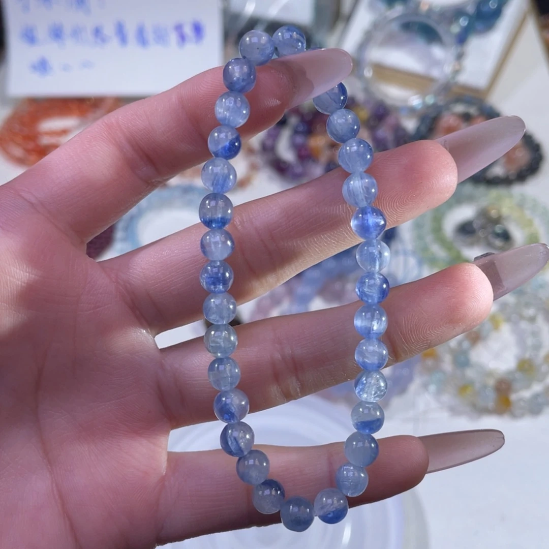未镶嵌手链水晶拉丝蓝晶石6mm