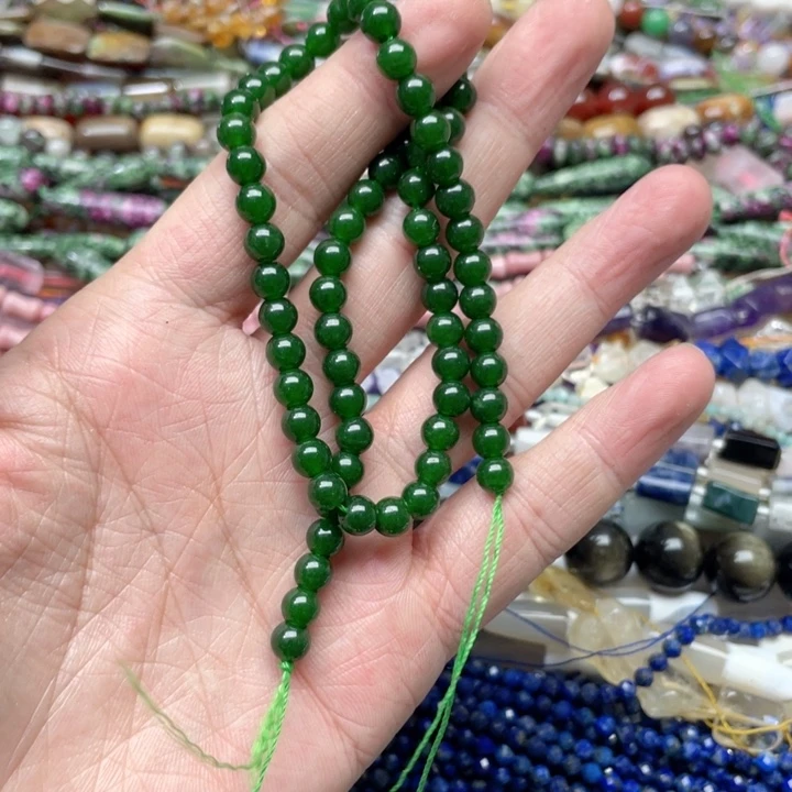 玛瑙/玉髓合金珠宝半成品一条6mm碧玉