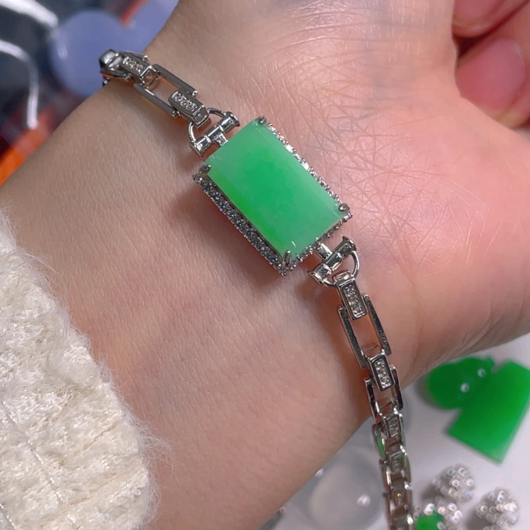 翡翠银S925镶嵌吊坠(不含链)