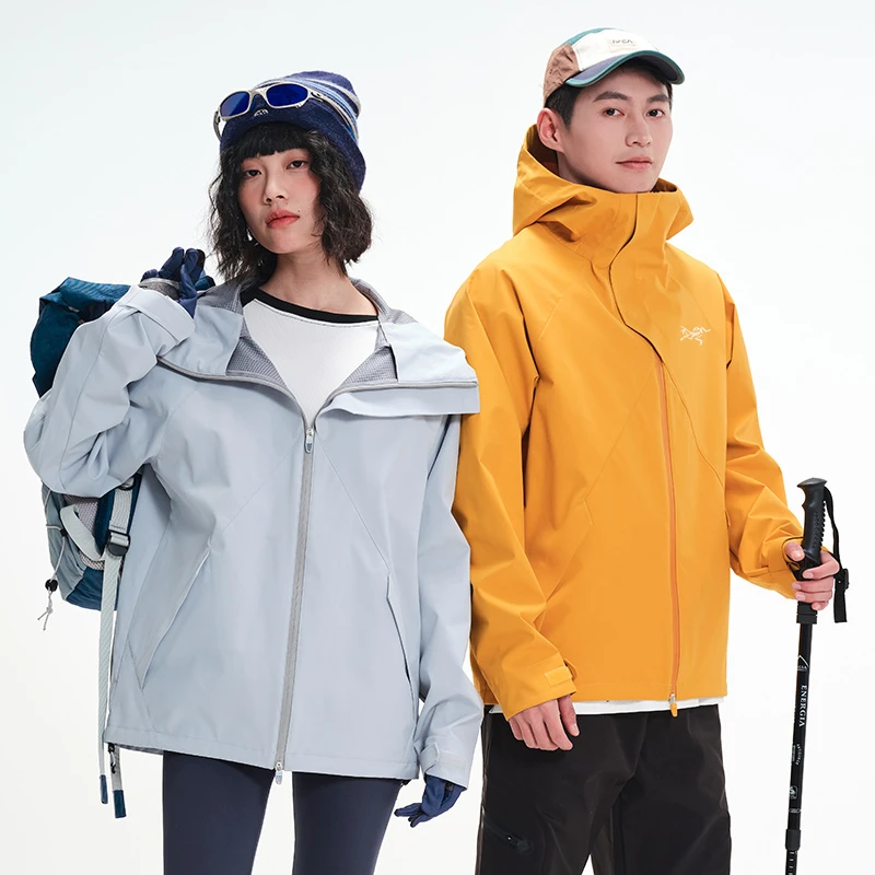 【清仓折扣】刺绣男女同款防水防风连帽情侣冲锋衣户外运动上衣