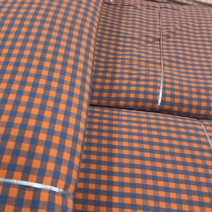 全棉系列产品10米蓝橘小格