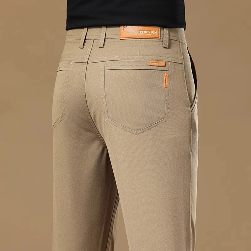 高级感夏季薄款男士冰丝商务休闲裤修身直筒弹力时尚百搭男装西裤
