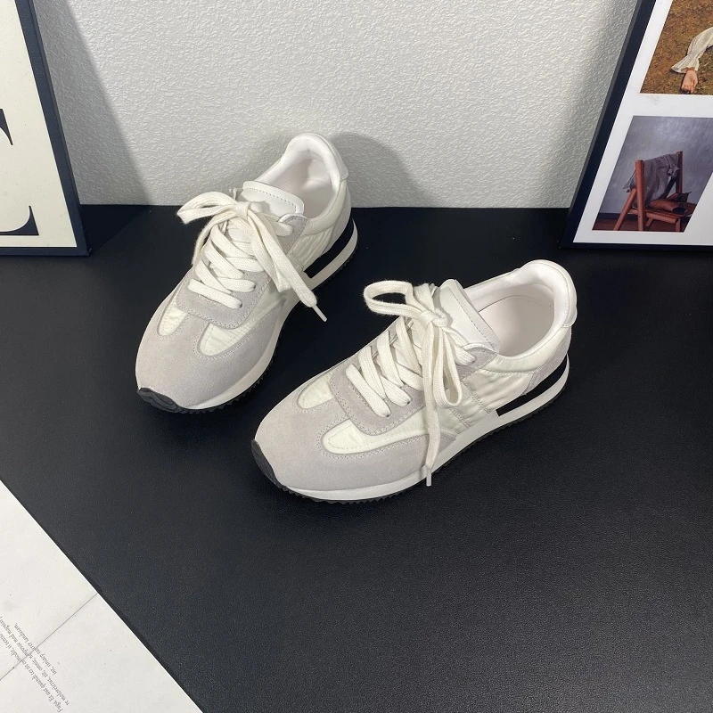 欧货女鞋2025夏季新款时尚百搭拼色跑步鞋小众休闲系带舒适阿甘鞋