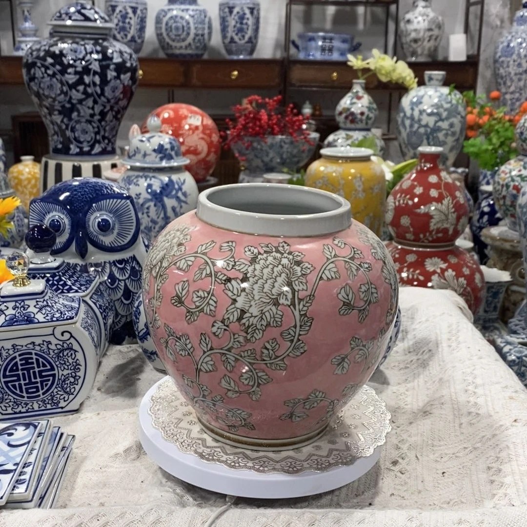 【闪购商品】摆件粉色大肚花瓶摆件……
