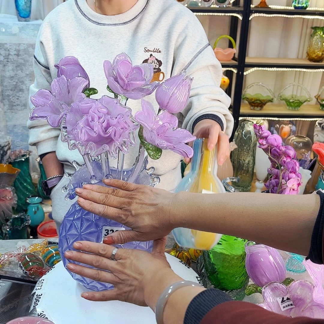 扬***霞6朵花家悦琉璃工艺品
