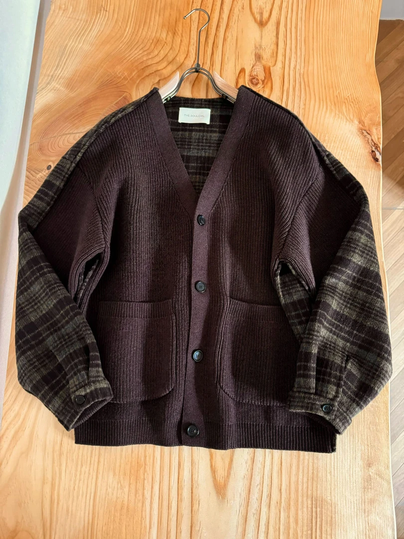 M501-Maillard reaction复古格纹羊毛双面呢拼接外套