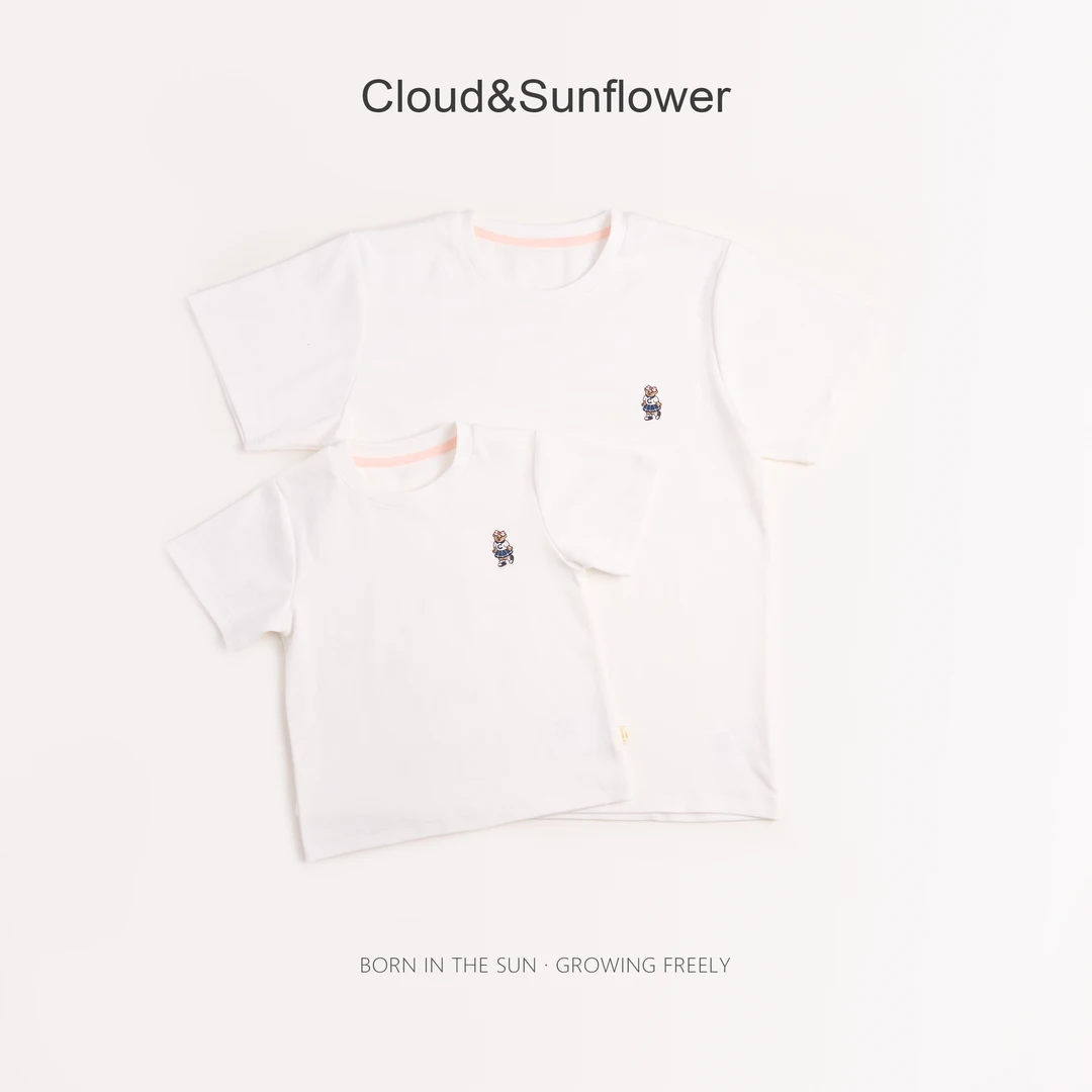 【云朵小葵】亲子夏季小熊刺绣纯色百搭休闲T恤660908