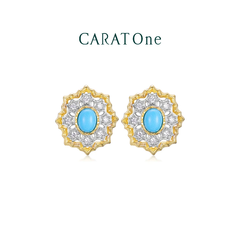 复古宫廷风睡美人绿松石S925耳钉小众珠宝