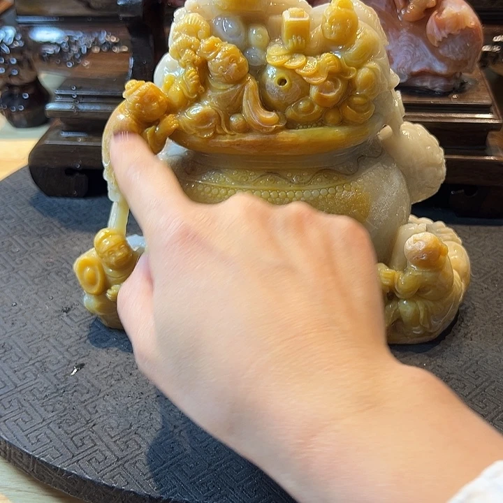 寿山石聚宝盆摆件