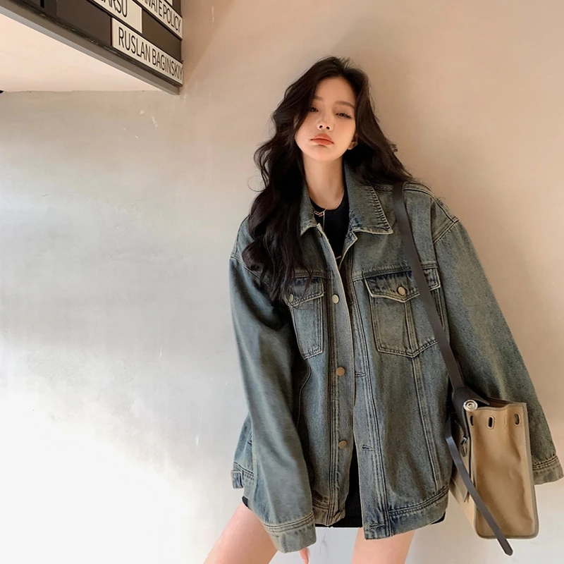 外套女2025春秋季新款美式复古牛仔洋气时髦街头宽松百搭长袖上衣