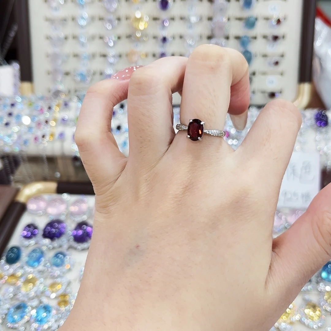 烟晶银S925镶嵌戒指