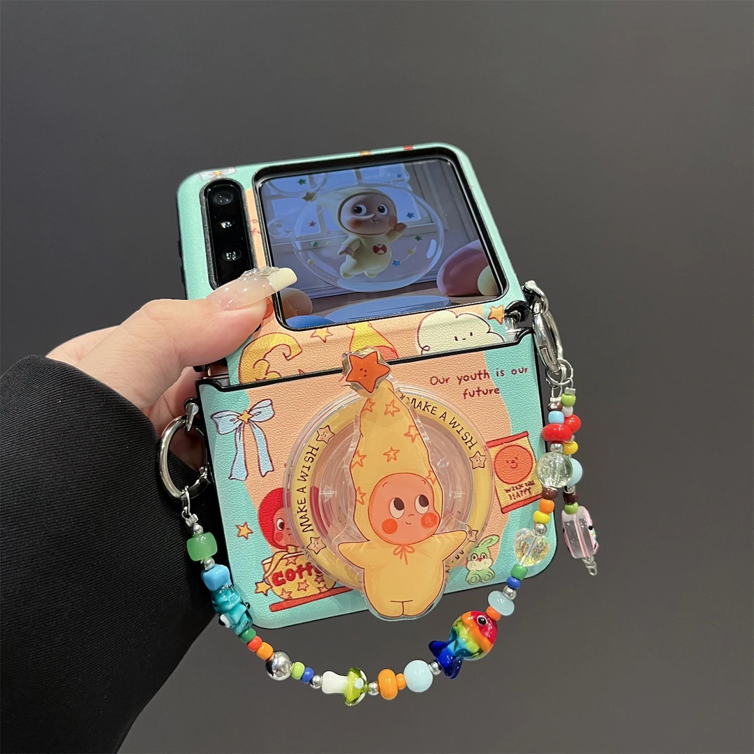 可爱卡通星星人磁吸支架适用华为PuraX手机壳pocket2小米MIXFlip2