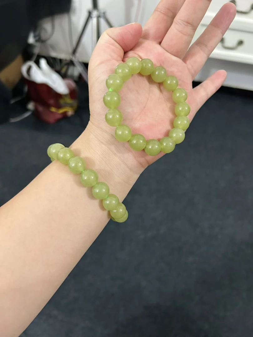 新疆青黄口精美百搭玉石手串卡12圆珠（拍一发一）