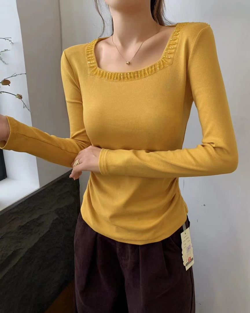 秋季新款3031新款洋气打底衫女长气质袖上衣可外穿显瘦百搭