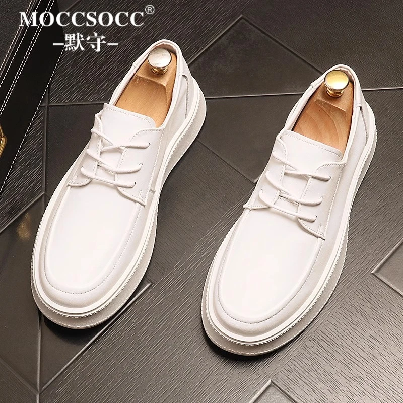 MOCCSOCC皮鞋男时尚潮流英伦风男鞋轻奢高级感设计潮鞋商务休闲鞋