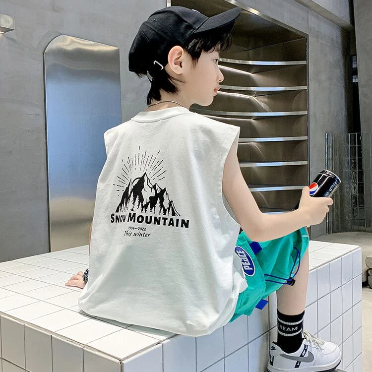 夏季中大童纯棉背心动漫儿童无袖休闲背心帅气薄款运动童装吊带