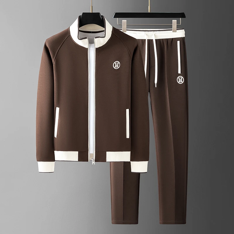 2025秋季新款男士潮流立领休闲运动套装男开衫针织男卫衣时尚卫裤