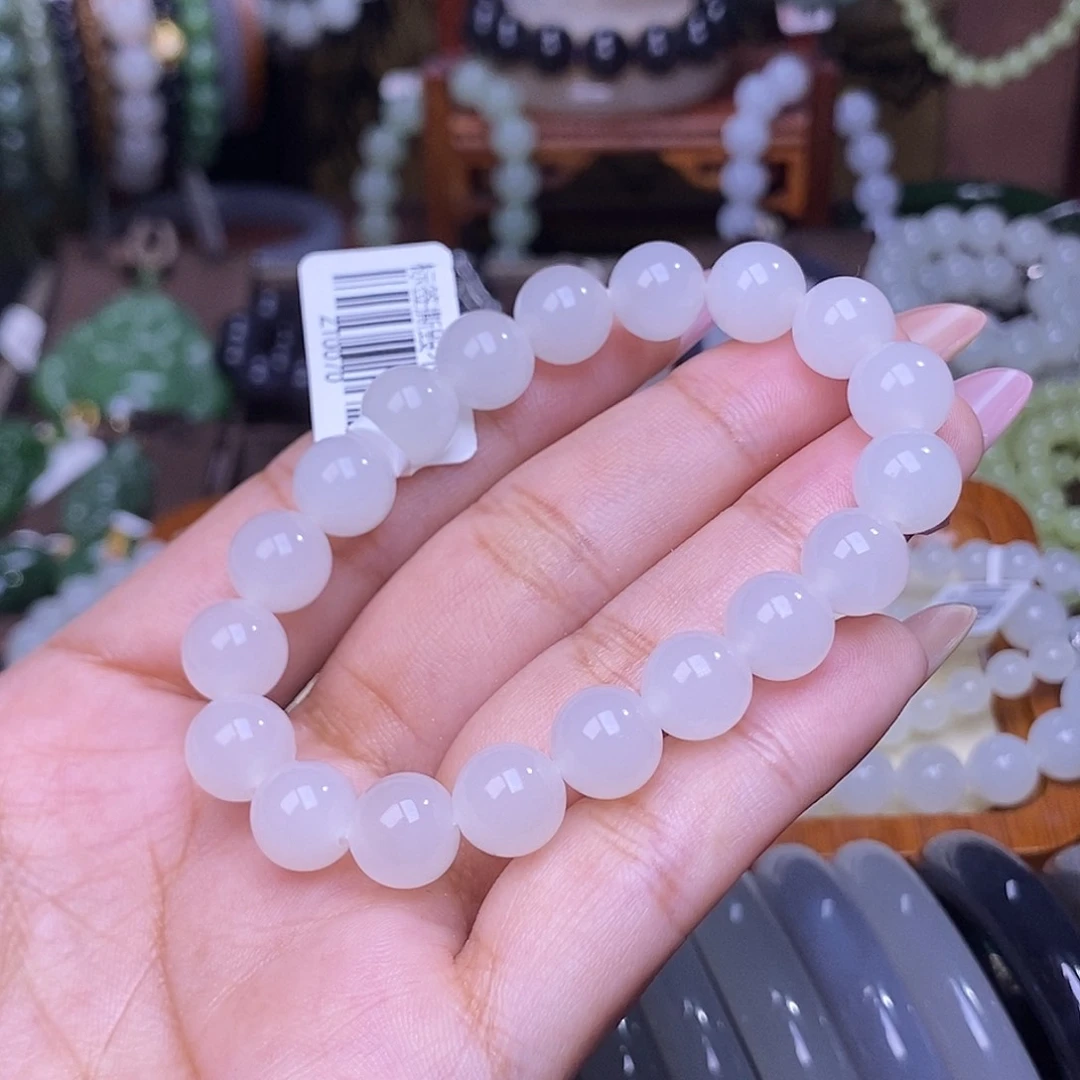 手链未镶嵌和田玉白玉老料约10mm手串