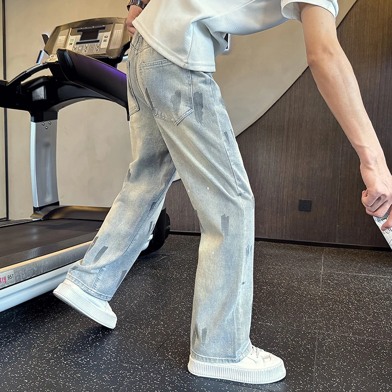复古直筒牛仔裤男款潮流宽松微喇裤痞帅男裤夏季2025新款休闲裤子