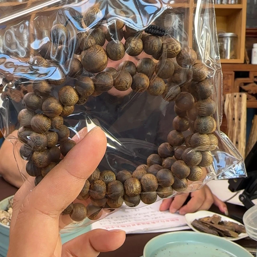 手串沉香奇楠金沙叶1.0圆珠