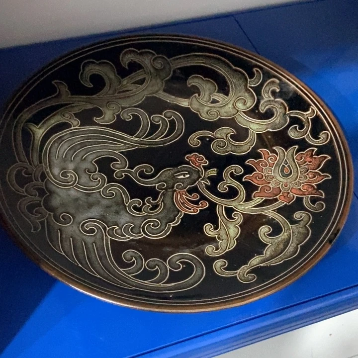 知***乐瓷片磁州窑凤凰赏盘直径41