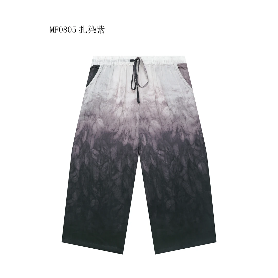 【麻訪家】MF0805扎染紫春夏文艺宽松舒适休闲百搭直筒裤