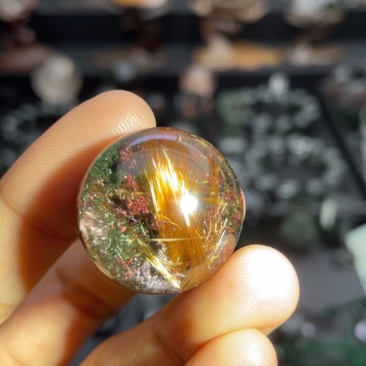 水晶未镶嵌颈饰幽灵发晶共生单珠定制