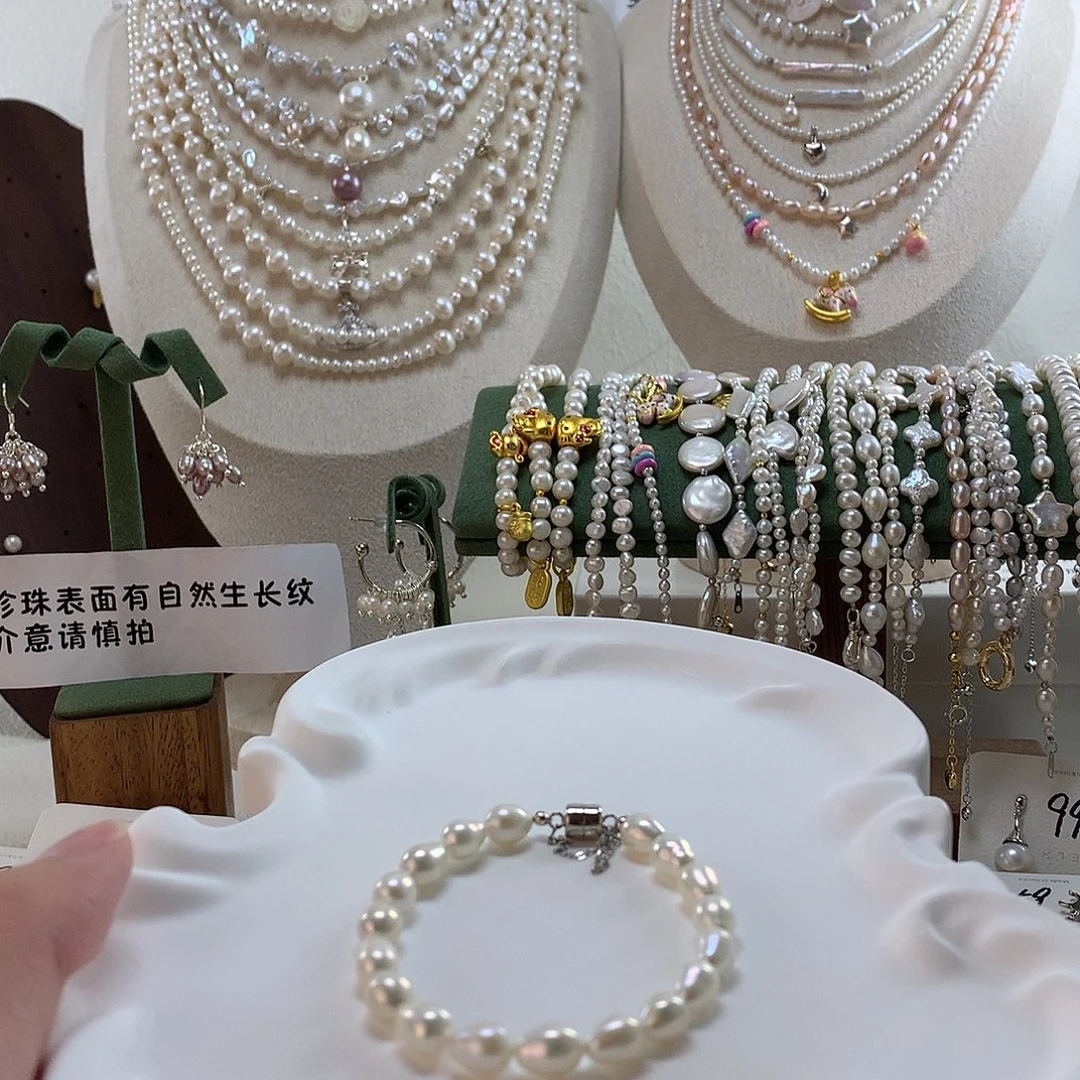 银S925镶嵌淡水珍珠手绳